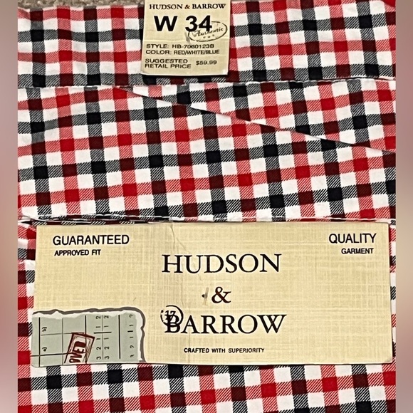 NWT Hudson & Barrow Red White and Blue Men’s Shorts Sz 34 - Picture 4 of 4